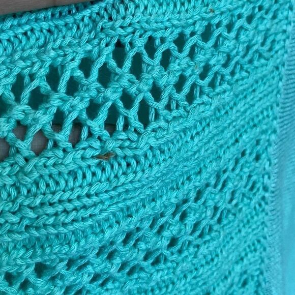Anthro Crochet Mint Long Sleeves Open Front Cardigan - Picture 8 of 9